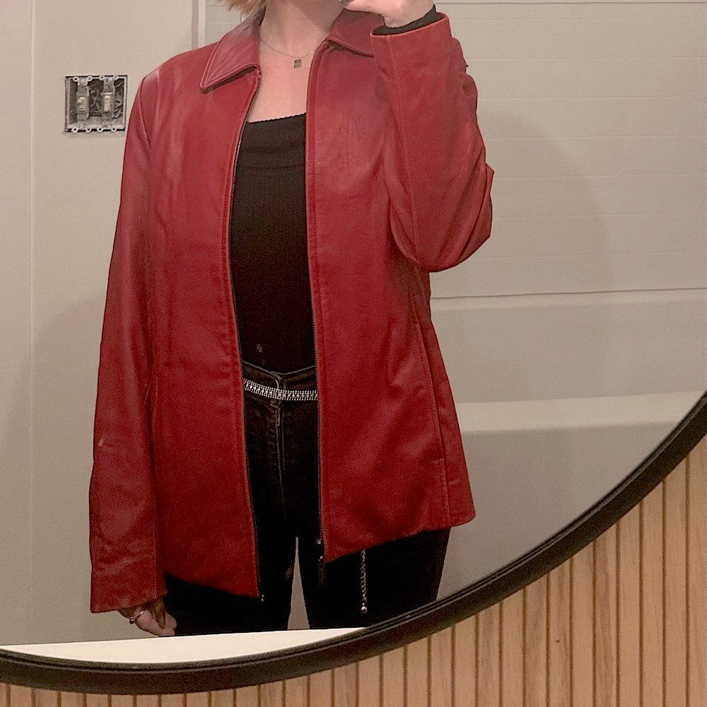 Red Leather Jacket - Liz Claiborne Like New